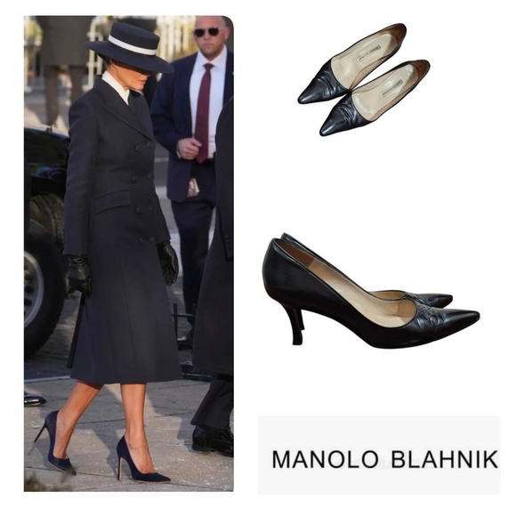 manolo blahnik kietta 70 leather pumps black Size EU 38/US 7.5 - Picture 1 of 12